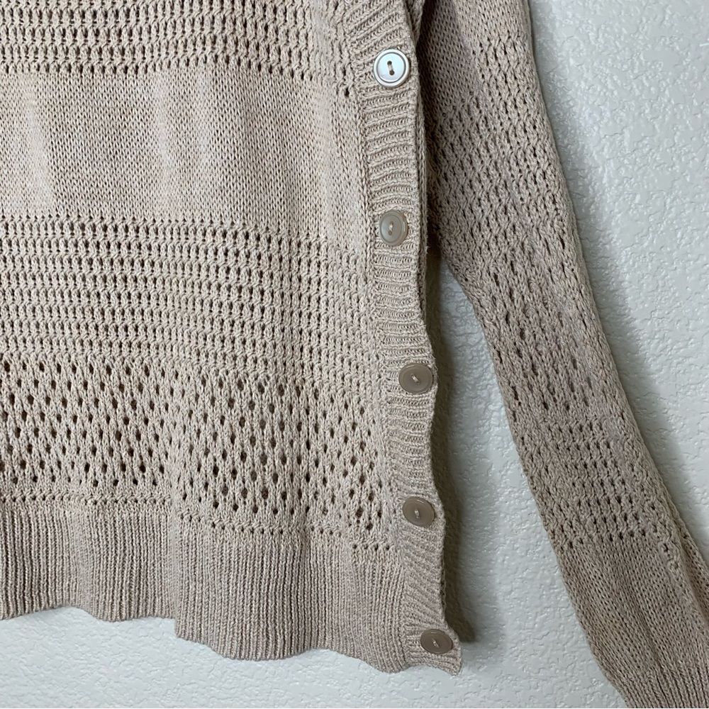 Victoria’s Secret Linen Blend Side Button Open Knit Sweater, Sz Medium - Picture 6 of 13